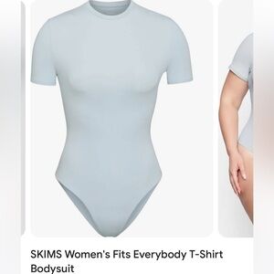 SKIMS Fits Everybody T-shirt Bodysuit. Size Medium. Sky Blue. NWT